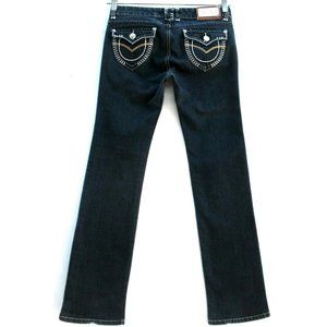 VO Virgin Only Bootcut Thick Stitch Flap Pockets Stretch Dark Wash Sz 9 (tag)